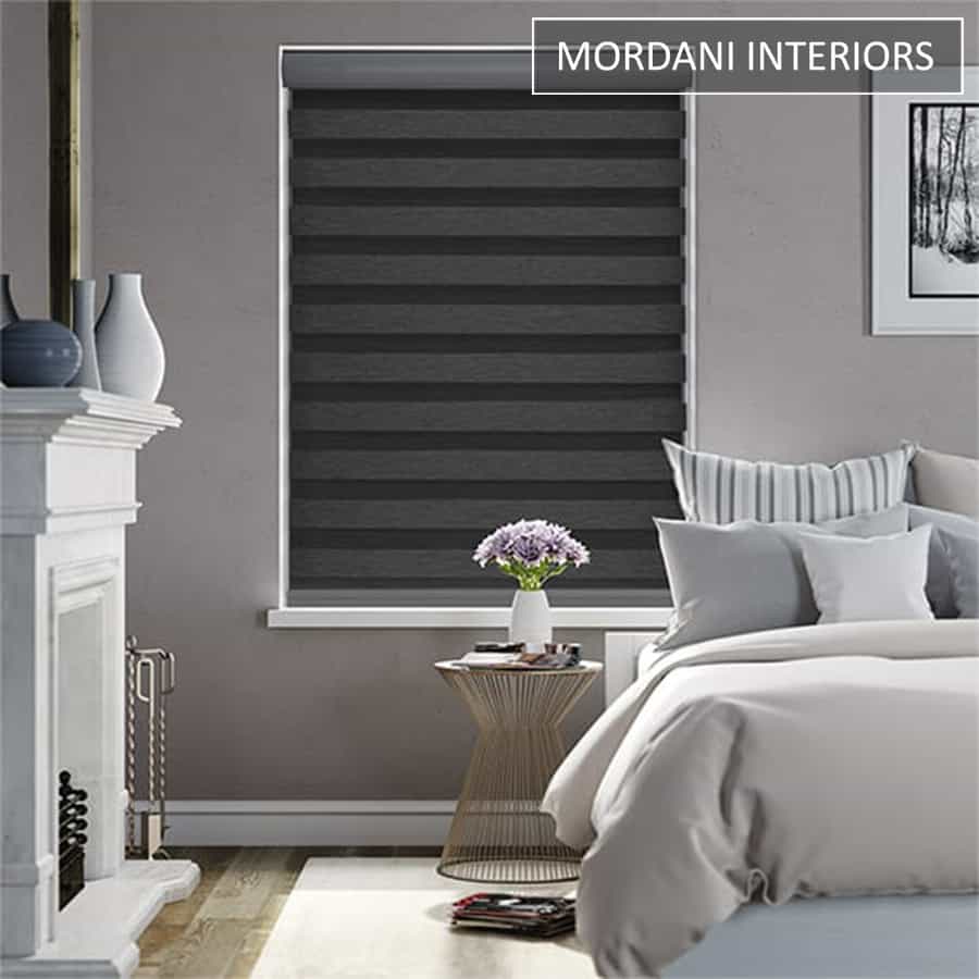 Charcoal Dual Shade Window Zebra Blind | Mordani Interiors